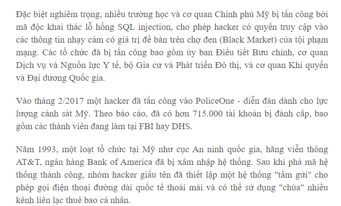 SQL Injection attack